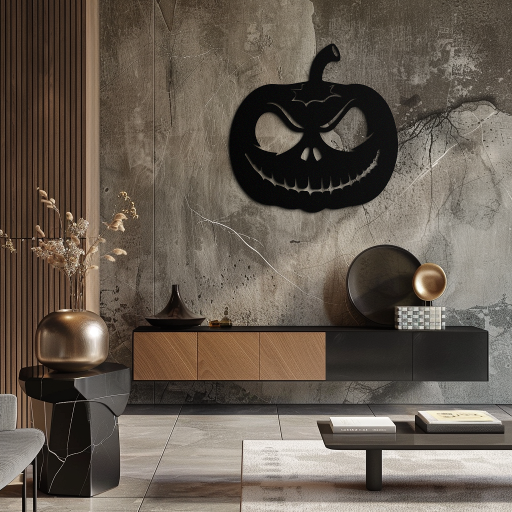 Metal Orange Pumpkin Jack-O'-Lantern Wall Art Halloween Decor