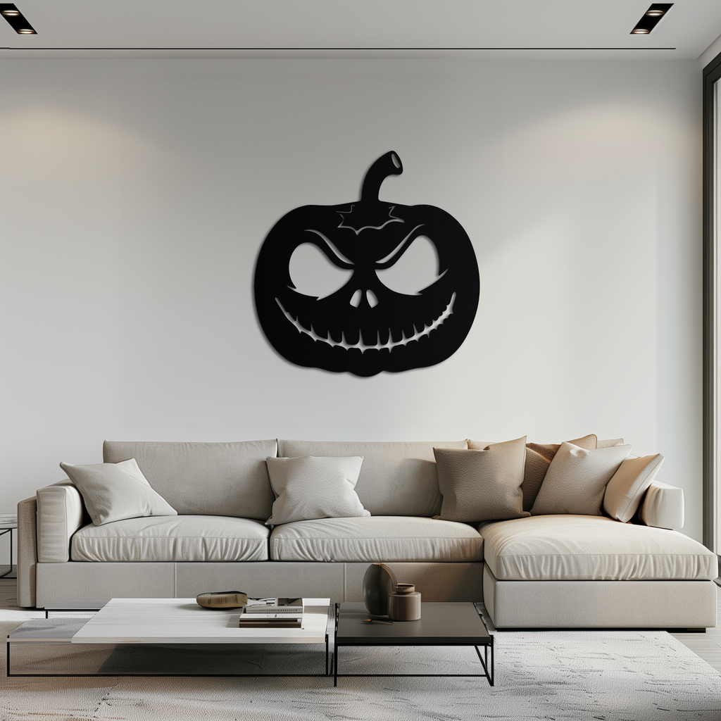 Metal Orange Pumpkin Jack-O'-Lantern Wall Art Halloween Decor