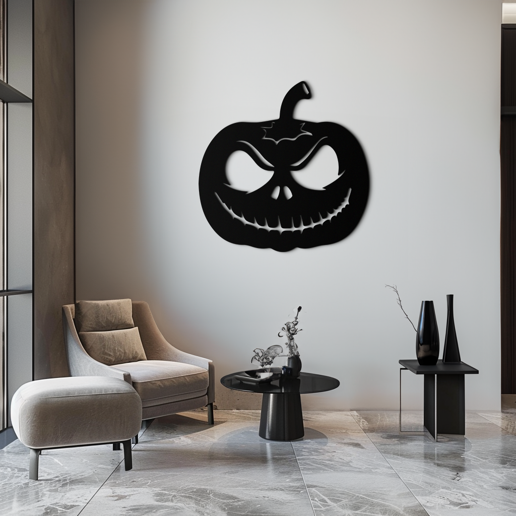 Metal Orange Pumpkin Jack-O'-Lantern Wall Art Halloween Decor
