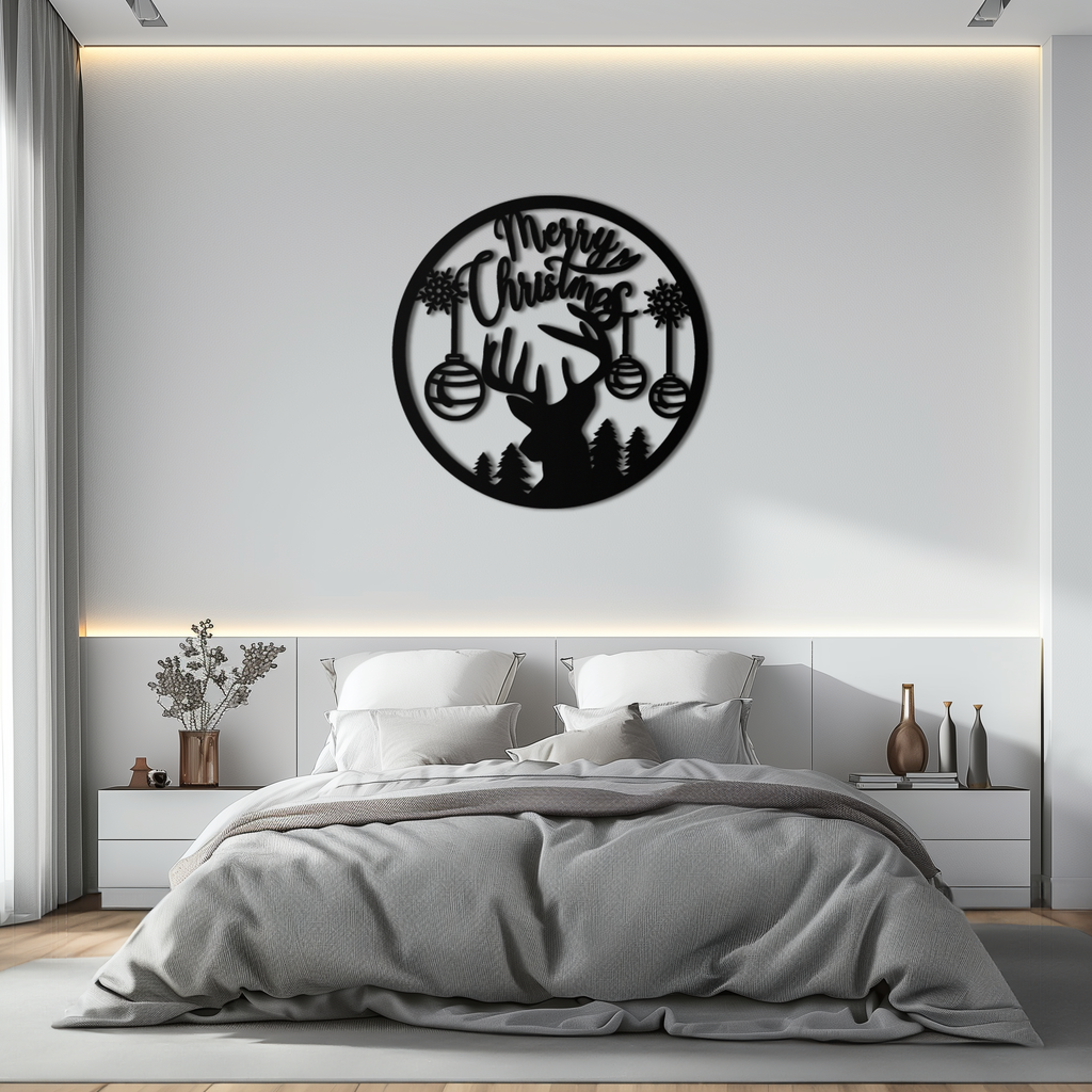 Metal Wall Art Reindeer Silhouette - Christmas Festive Decor