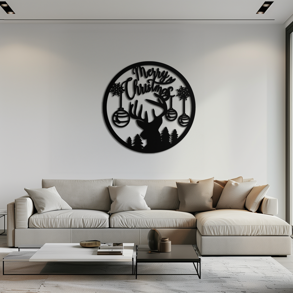 Metal Wall Art Reindeer Silhouette - Christmas Festive Decor