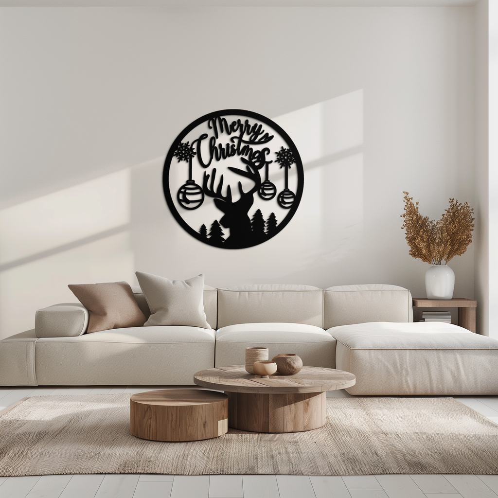 Metal Wall Art Reindeer Silhouette - Christmas Festive Decor