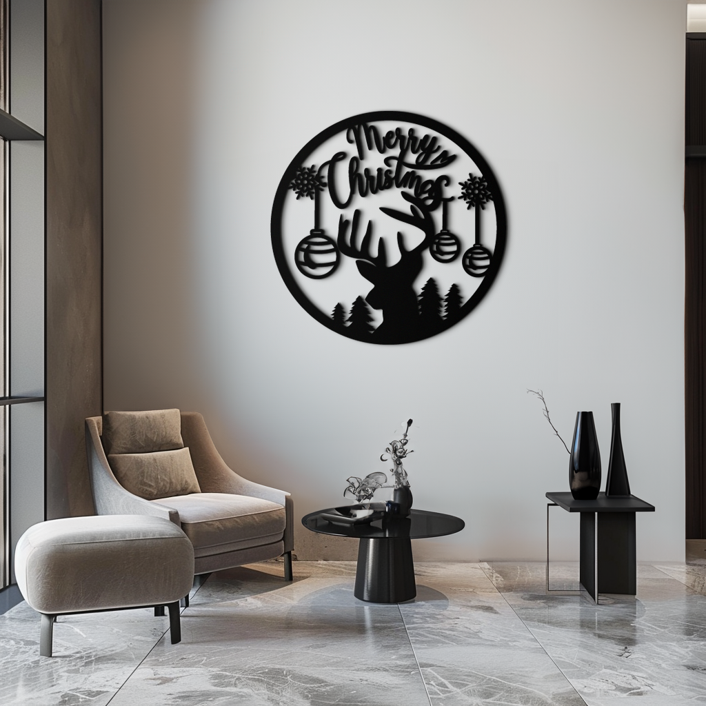 Metal Wall Art Reindeer Silhouette - Christmas Festive Decor