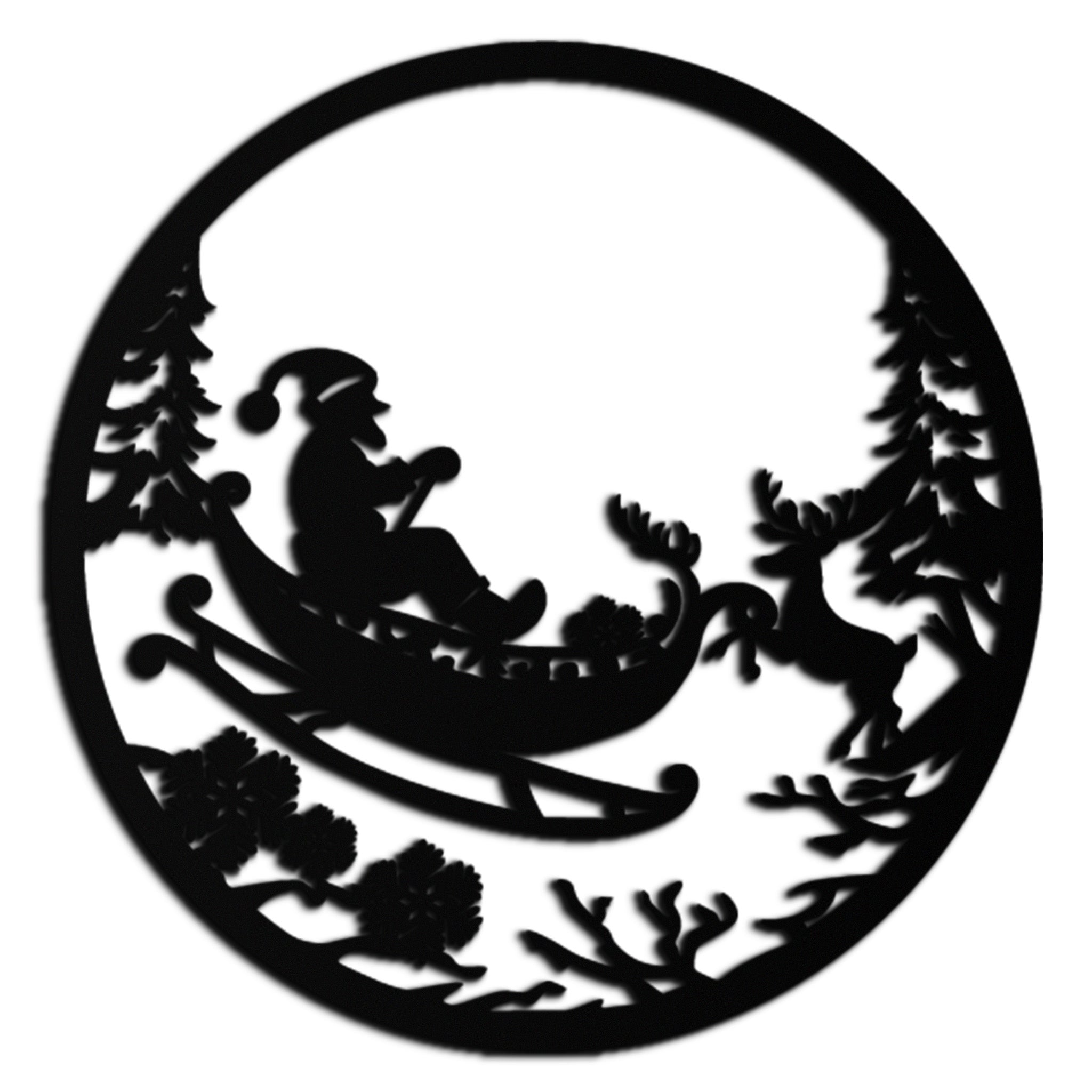 Metal Wall Art Santa Sleigh Christmas Reindeer Holiday Decor