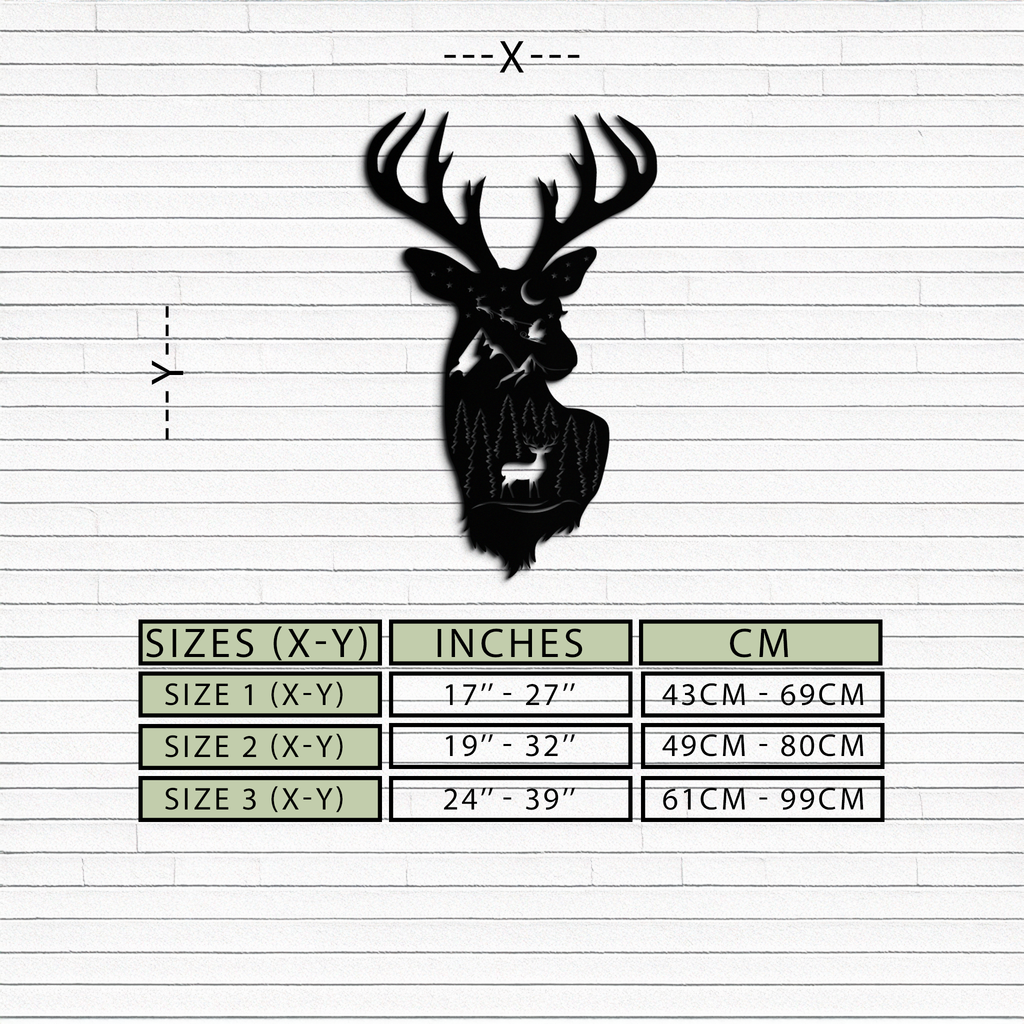 Majestic Deer Metal Wall Art Silhouette - Nature-Inspired Rustic Forest Mountain