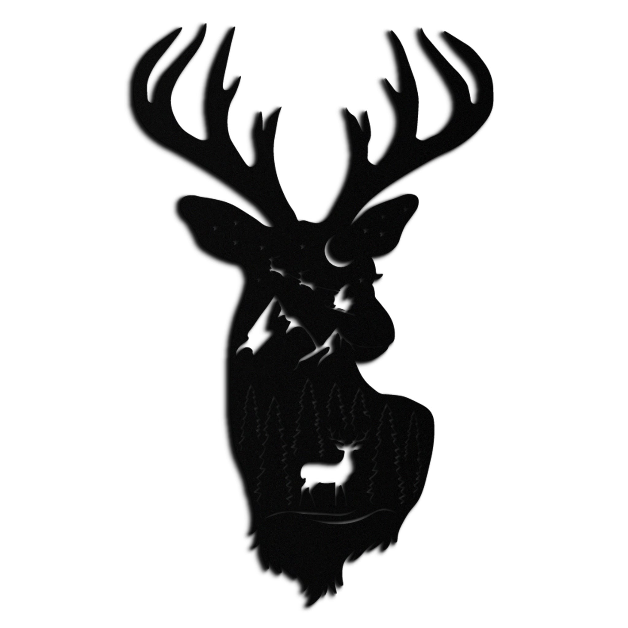 Majestic Deer Metal Wall Art Silhouette - Nature-Inspired Rustic Forest Mountain