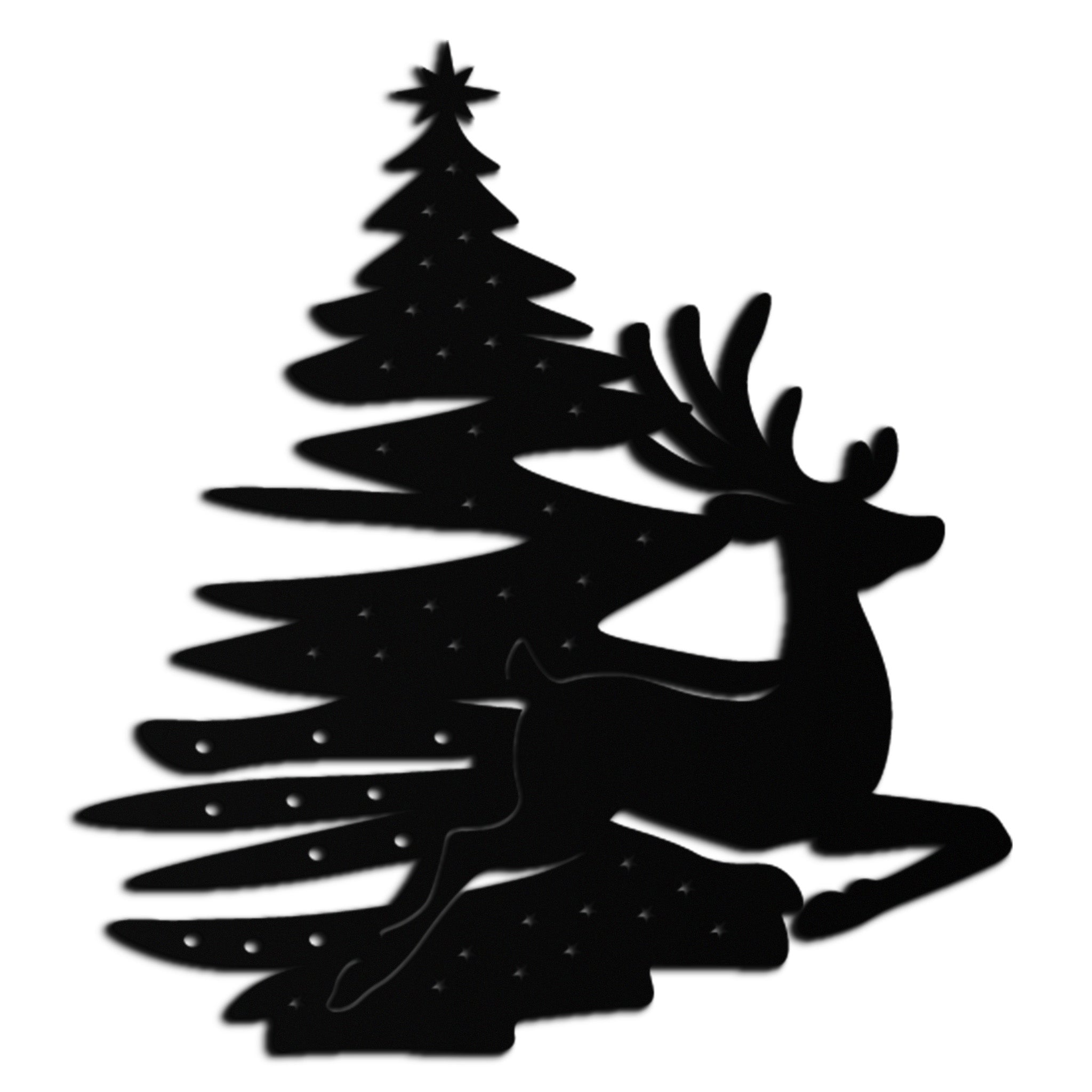 Metal Wall Art Reindeer Christmas Tree Festive Holiday Design