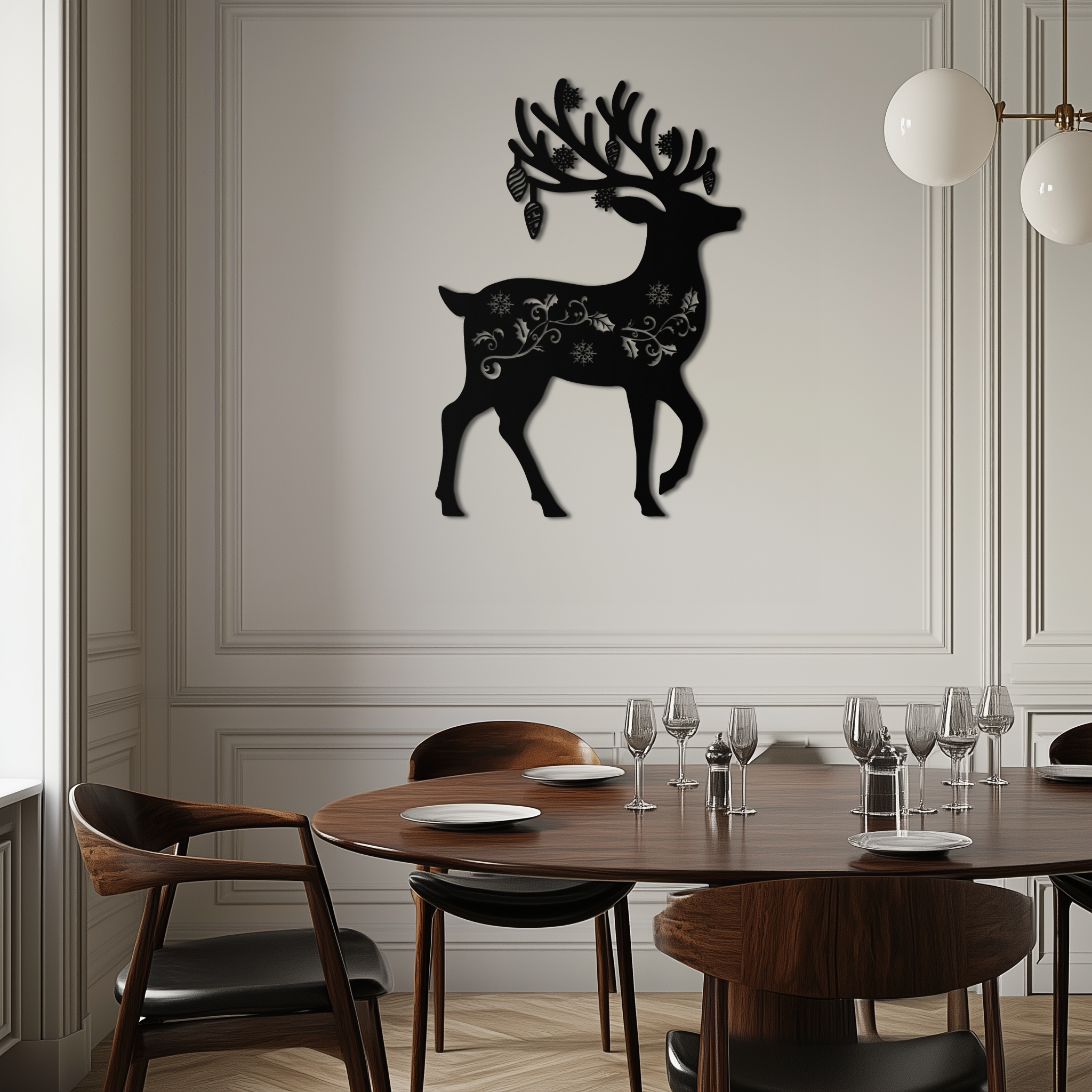 Metal Reindeer Wall Art - Rust Resistant Powder Coated Steel Holiday Silhouettes
