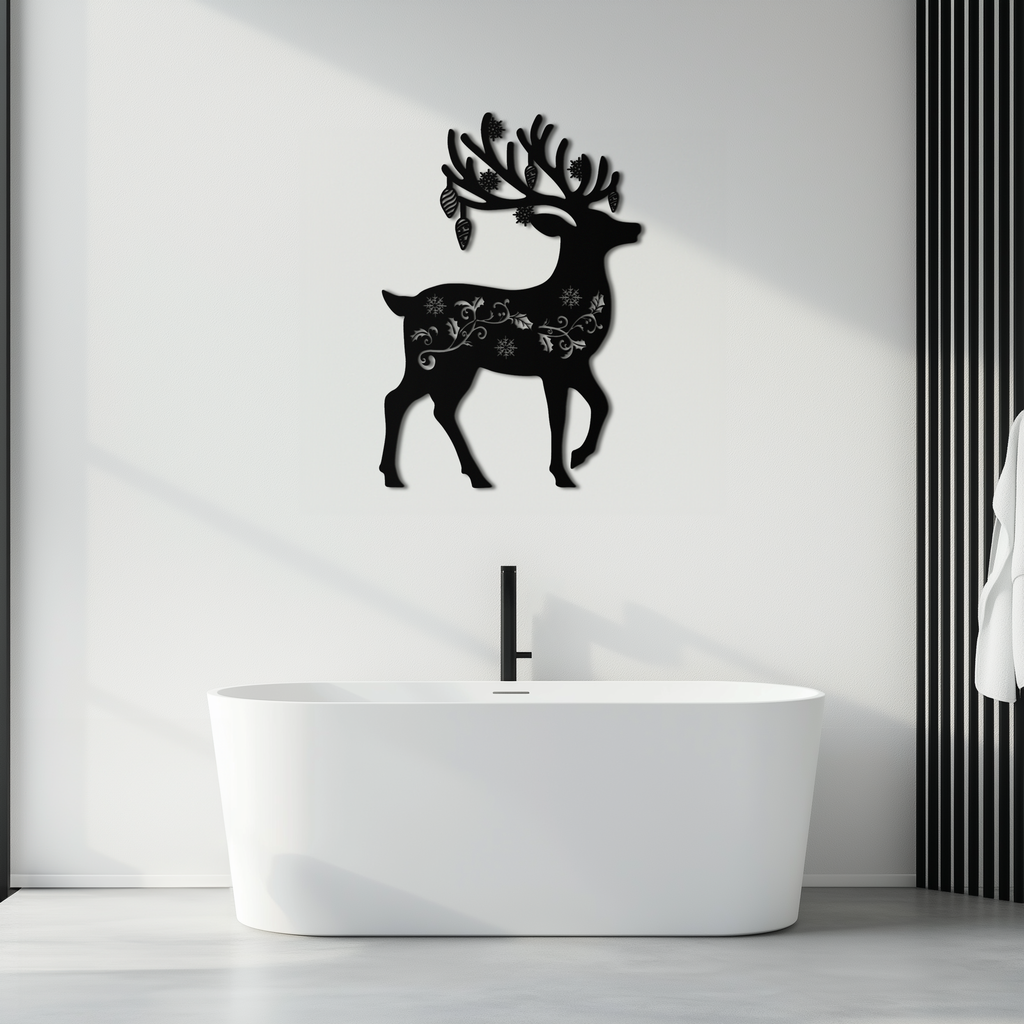 Metal Reindeer Wall Art - Rust Resistant Powder Coated Steel Holiday Silhouettes