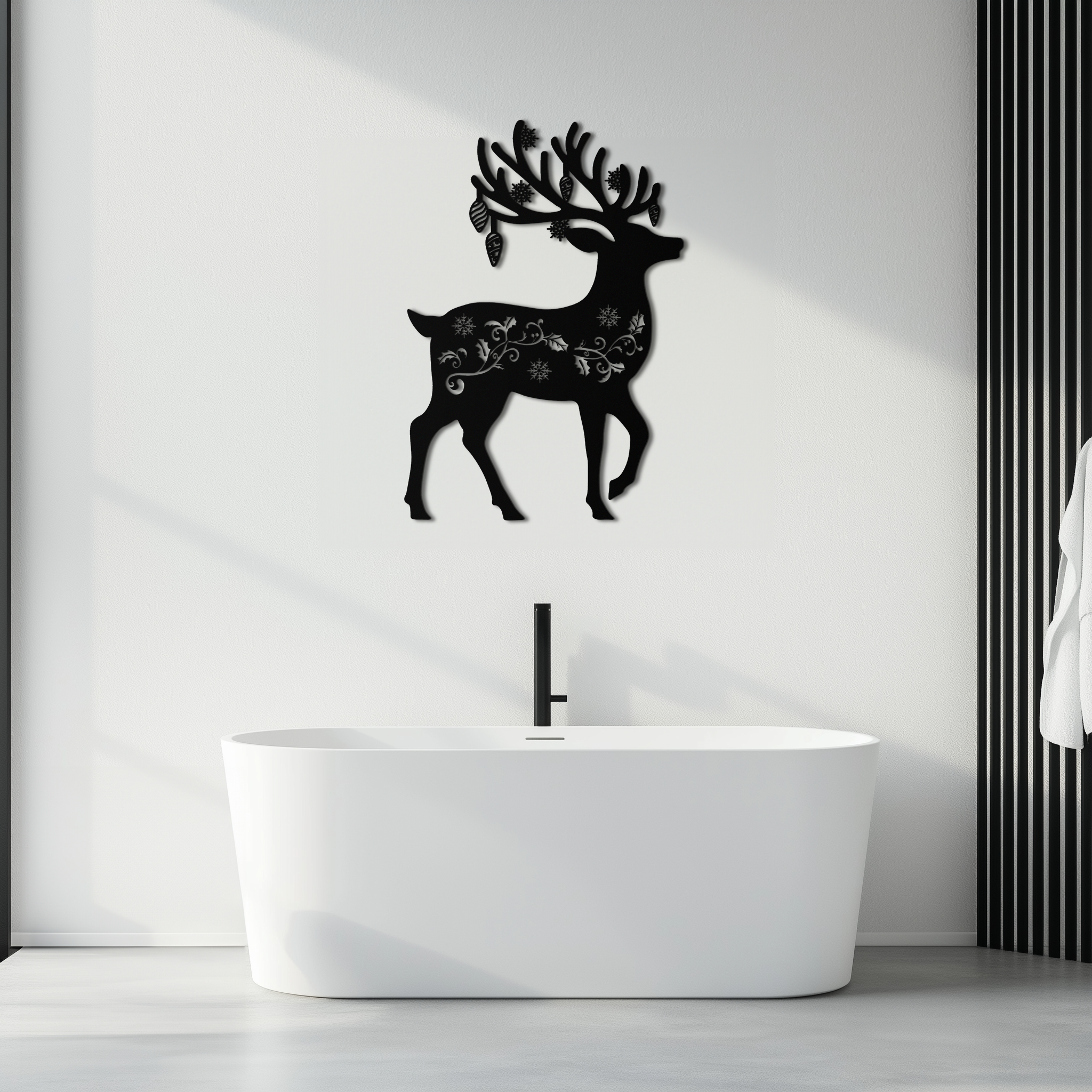 Metal Reindeer Wall Art - Rust Resistant Powder Coated Steel Holiday Silhouettes