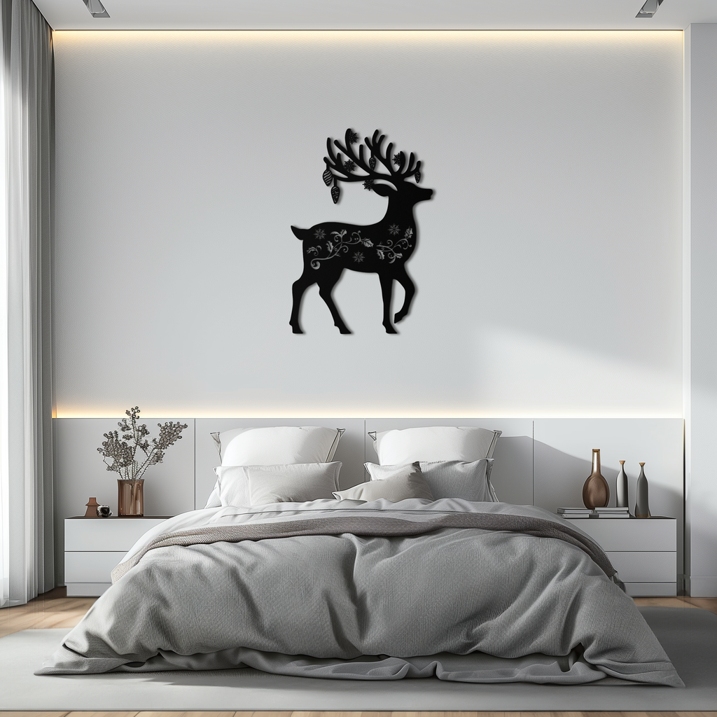 Metal Reindeer Wall Art - Rust Resistant Powder Coated Steel Holiday Silhouettes