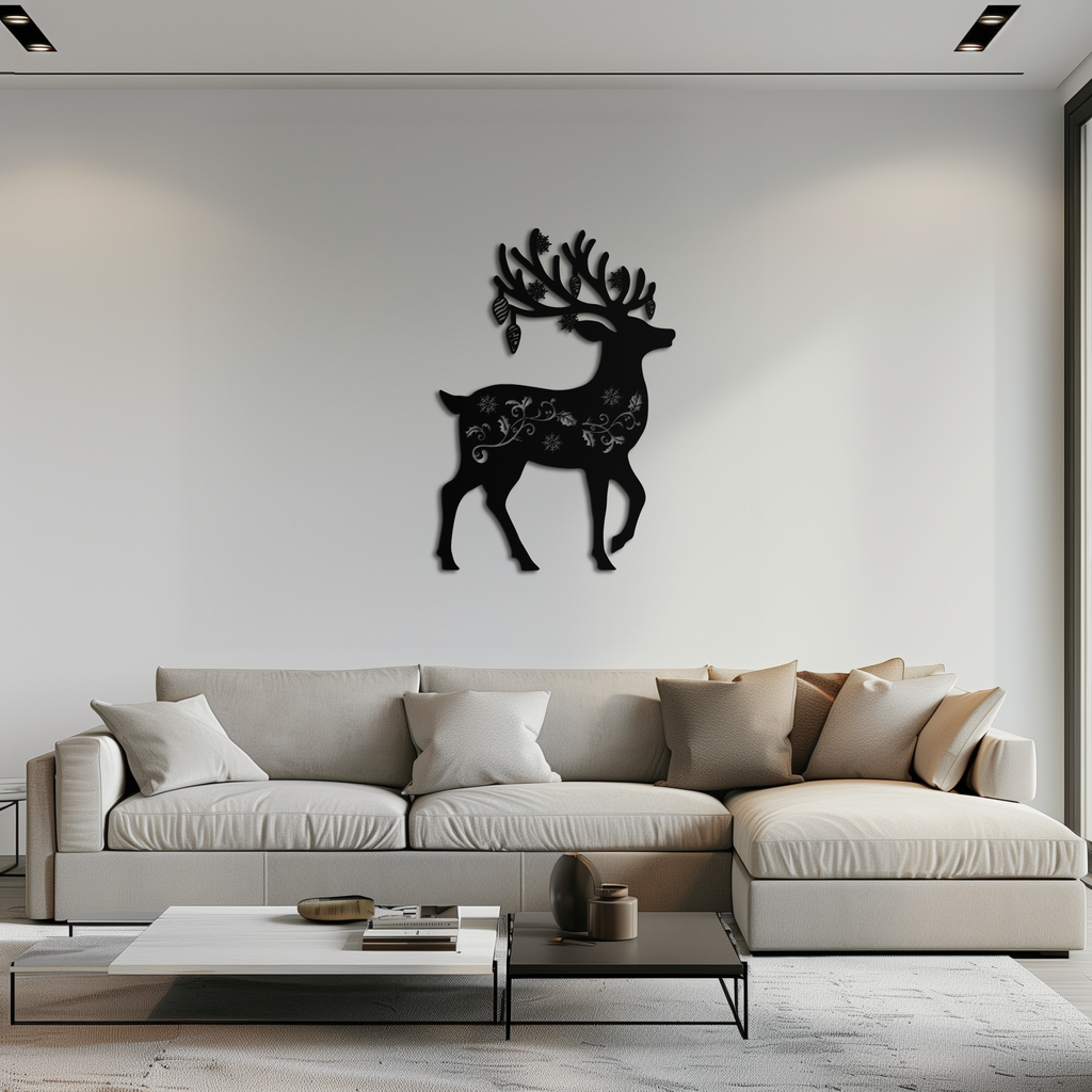 Metal Reindeer Wall Art - Rust Resistant Powder Coated Steel Holiday Silhouettes
