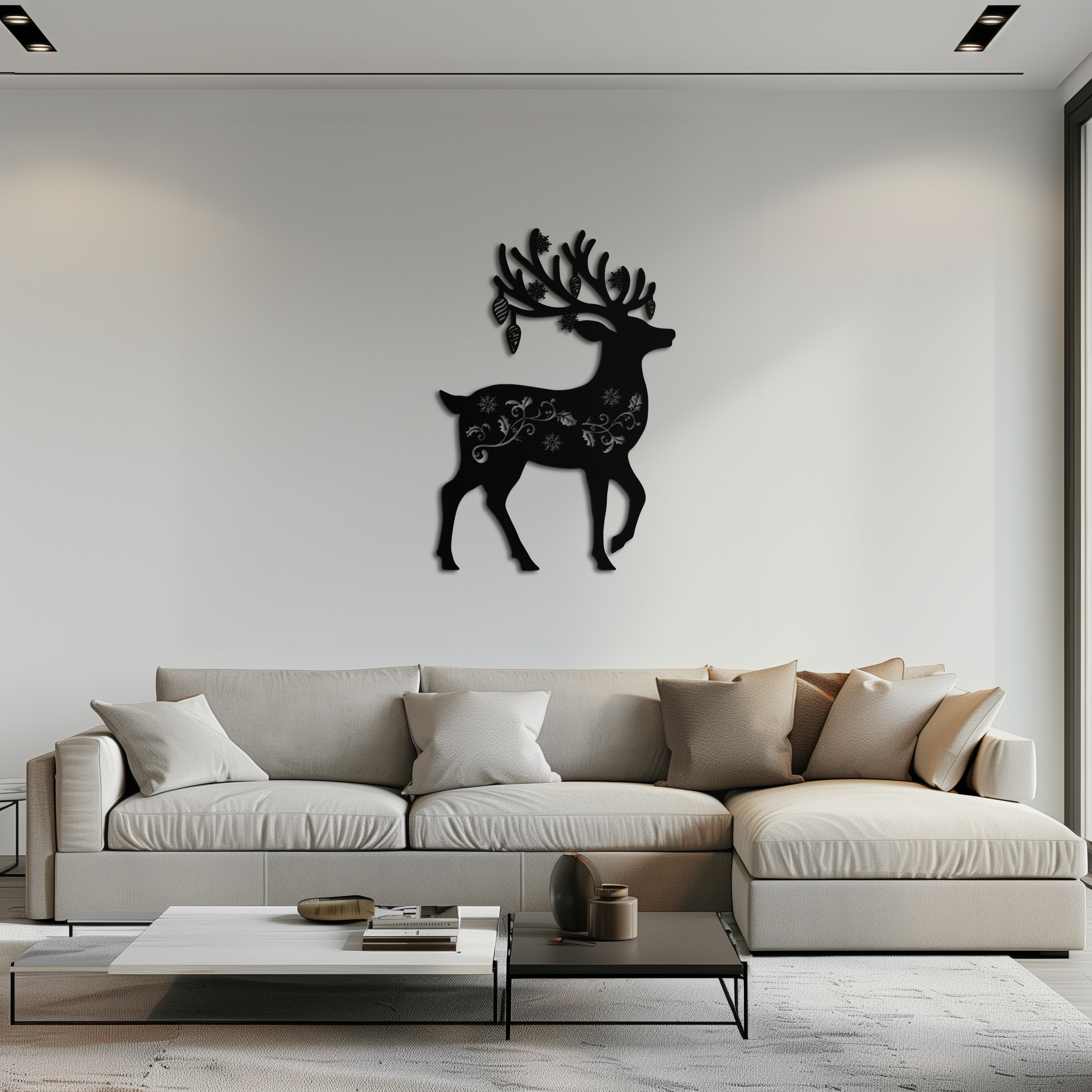 Metal Reindeer Wall Art - Rust Resistant Powder Coated Steel Holiday Silhouettes