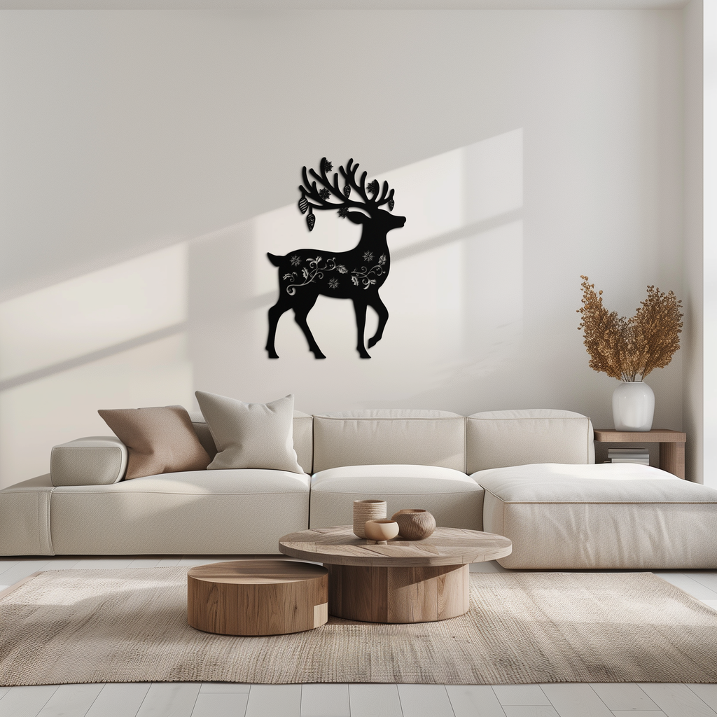 Metal Reindeer Wall Art - Rust Resistant Powder Coated Steel Holiday Silhouettes