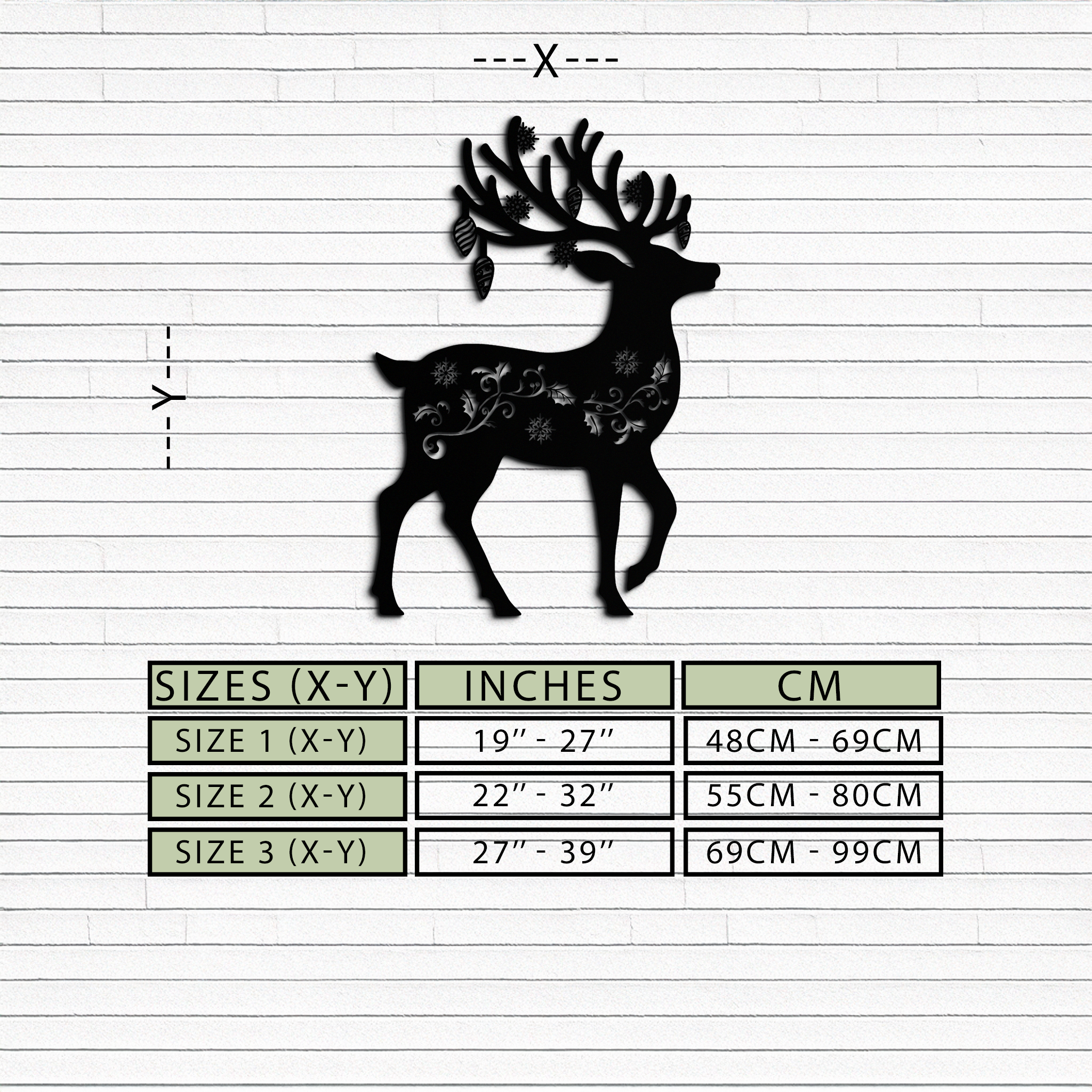 Metal Reindeer Wall Art - Rust Resistant Powder Coated Steel Holiday Silhouettes