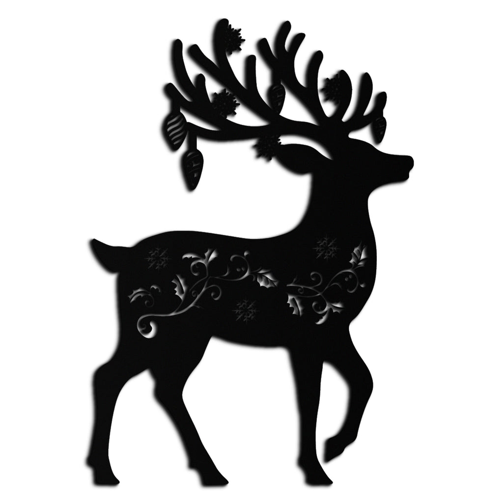 Metal Reindeer Wall Art - Rust Resistant Powder Coated Steel Holiday Silhouettes