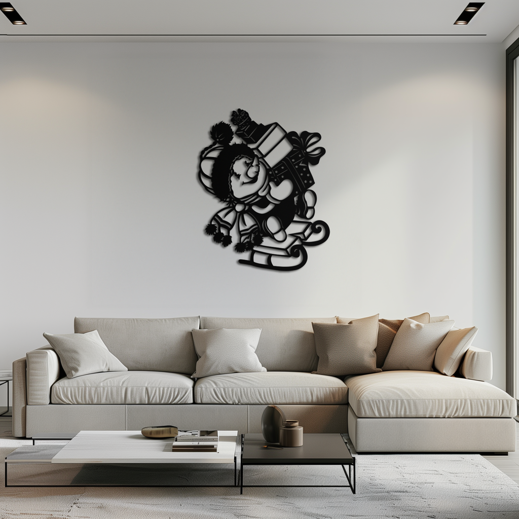 Christmas Snowman Metal Wall Art - Festive Holiday Decoration