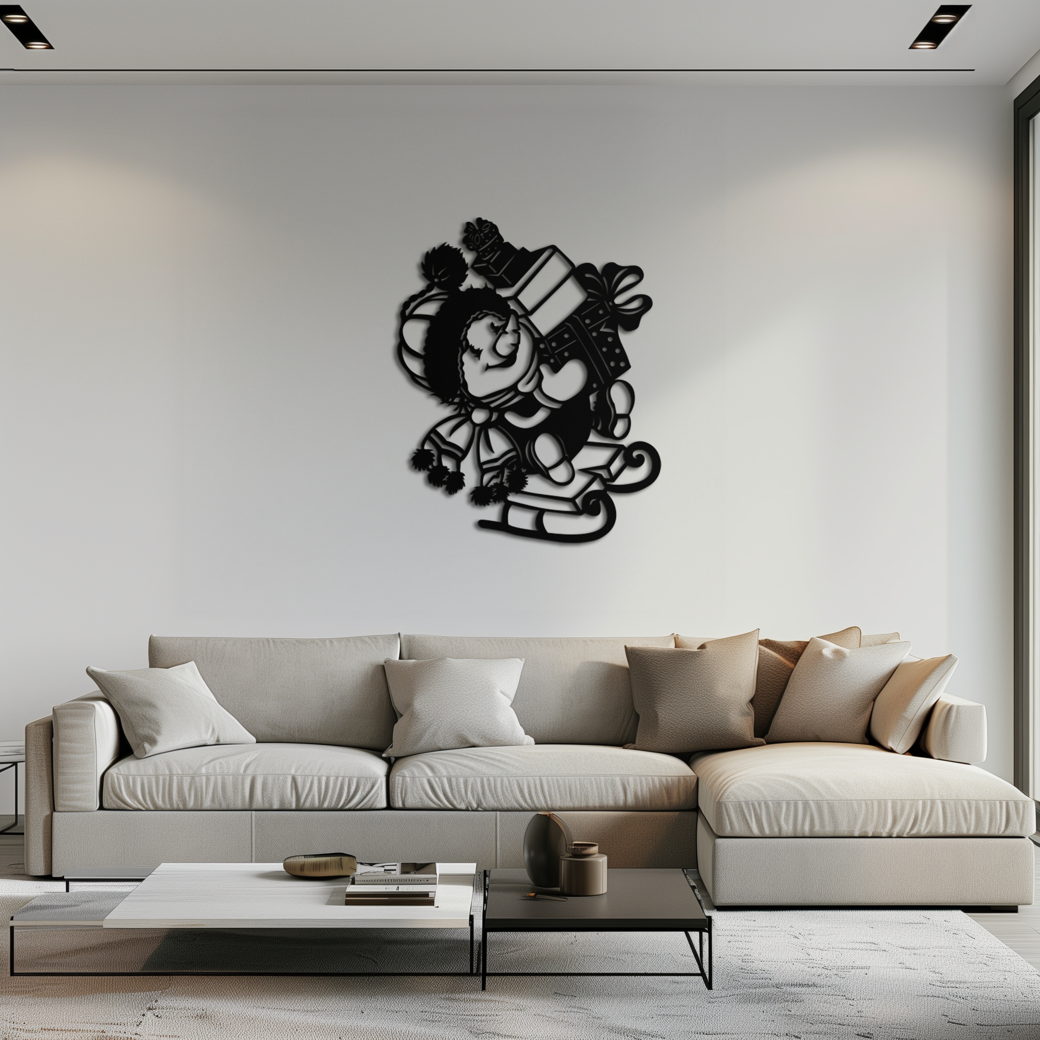 Christmas Snowman Metal Wall Art - Festive Holiday Decoration