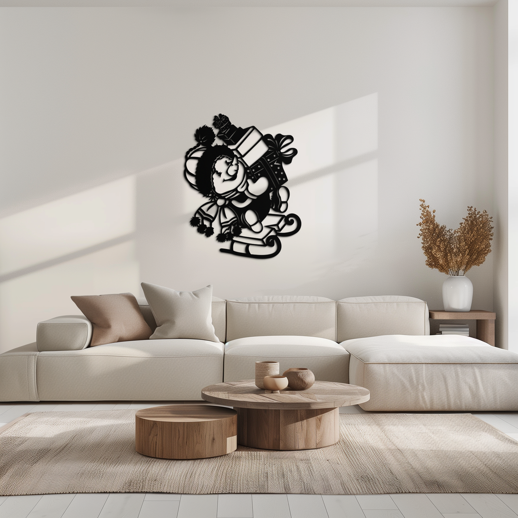 Christmas Snowman Metal Wall Art - Festive Holiday Decoration