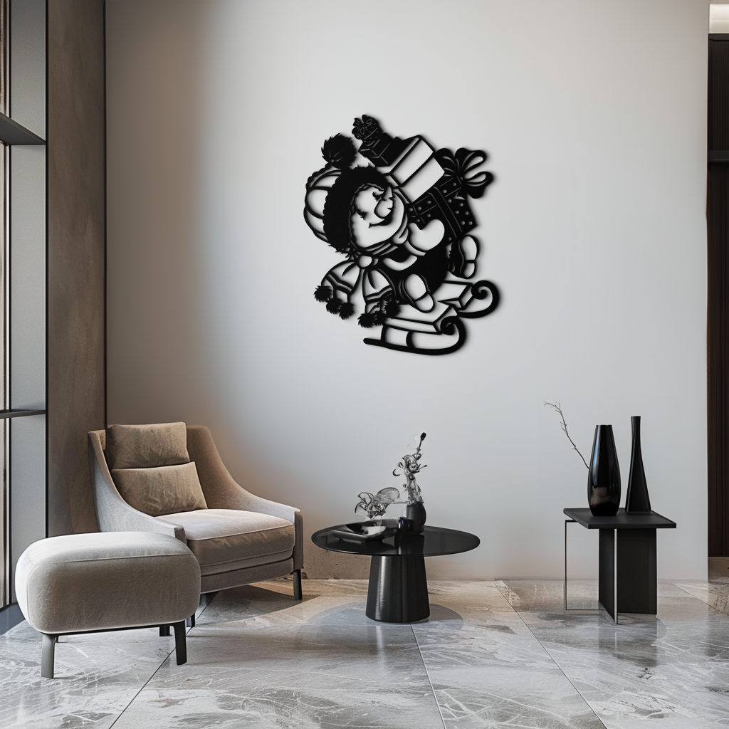 Christmas Snowman Metal Wall Art - Festive Holiday Decoration