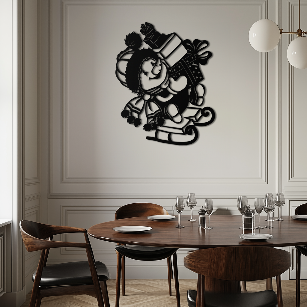 Christmas Snowman Metal Wall Art - Festive Holiday Decoration