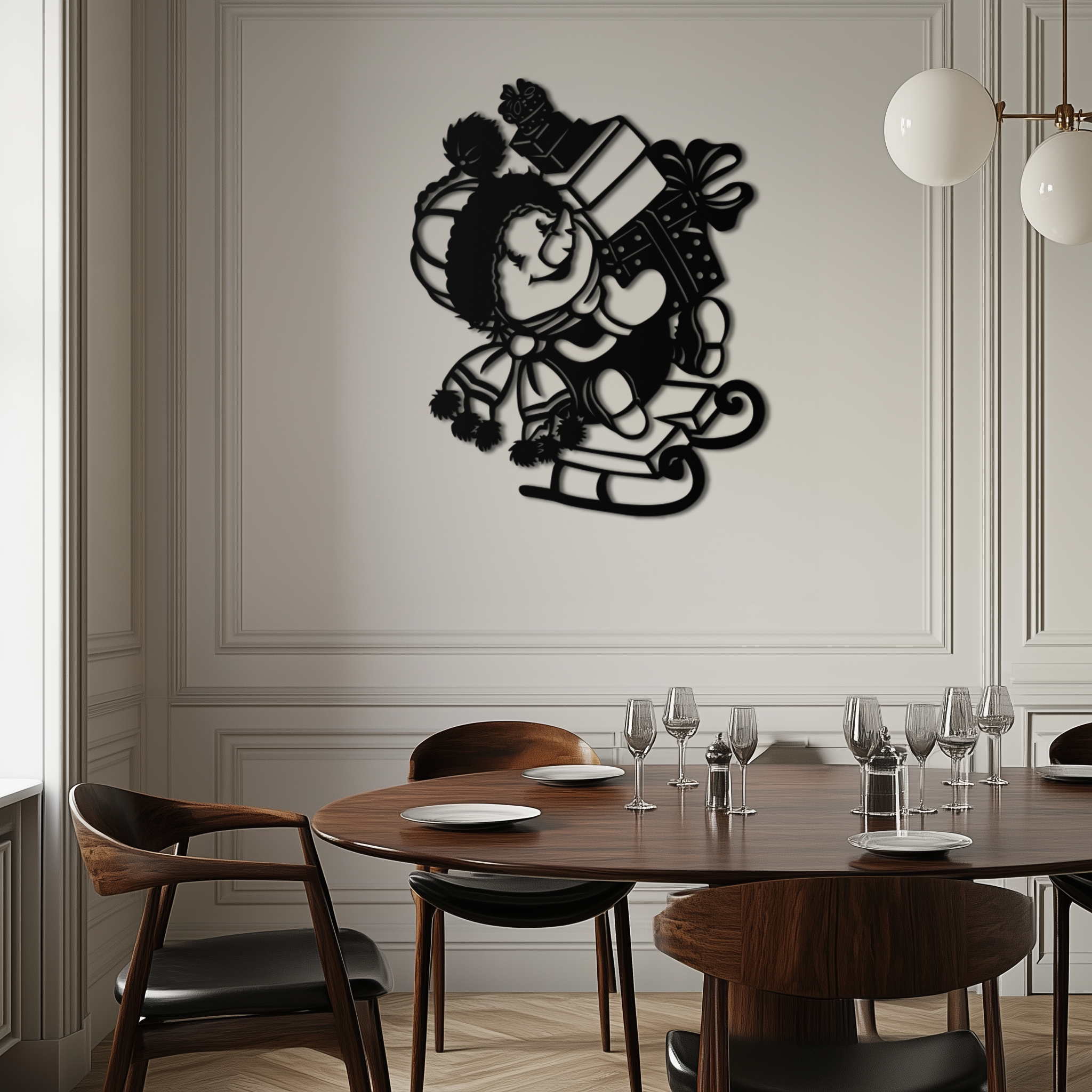 Christmas Snowman Metal Wall Art - Festive Holiday Decoration