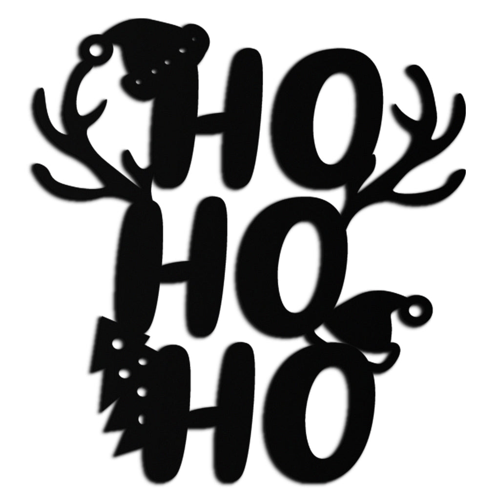 Metal Wall Art Christmas Reindeer Sign - Ho Ho Ho Holiday Decor