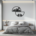 Metal Wall Art - Half Circle Bicycle Mountain Landscape Silhouette