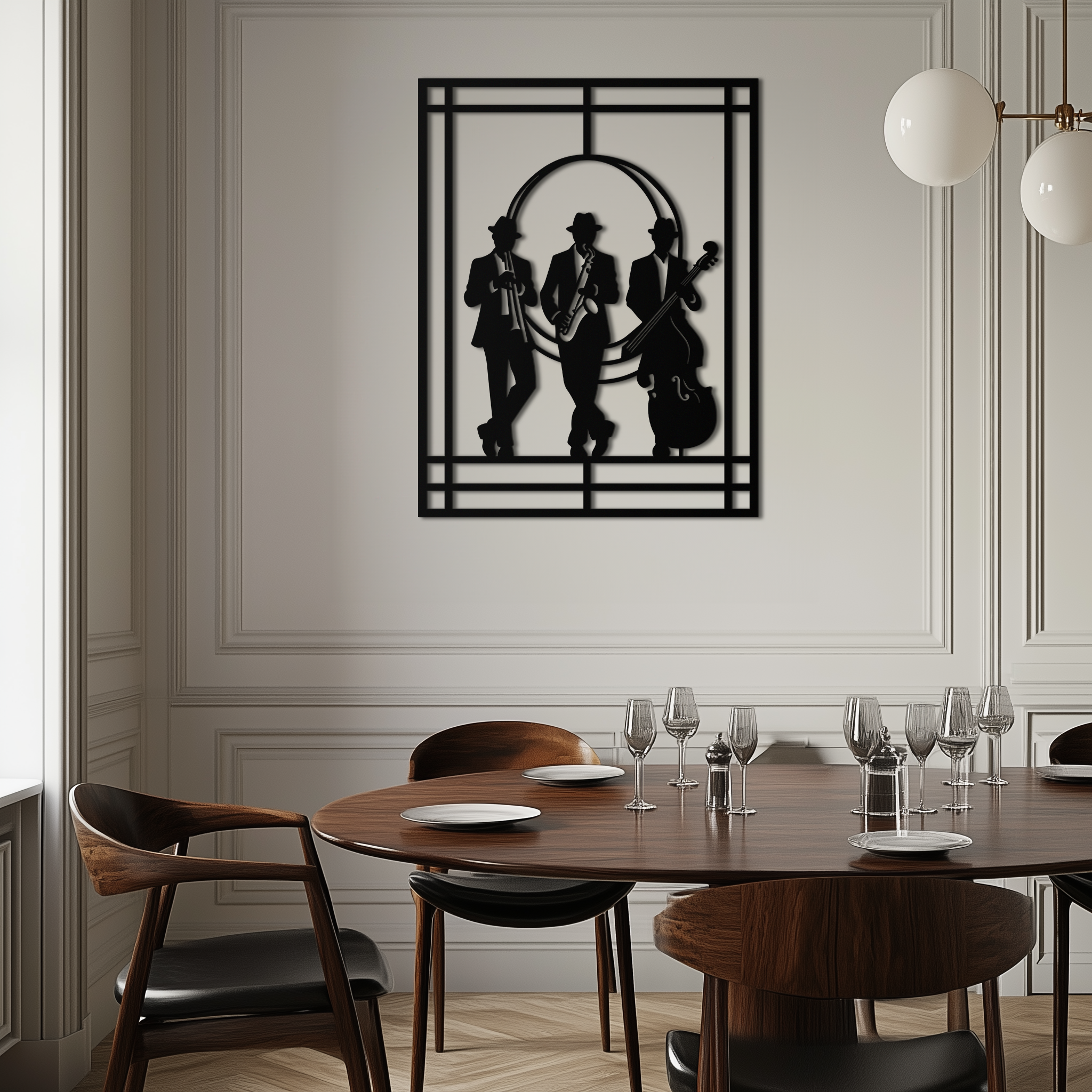 Metal Wall Art Jazz Musicians - Saxophone Trumpet Silhouette