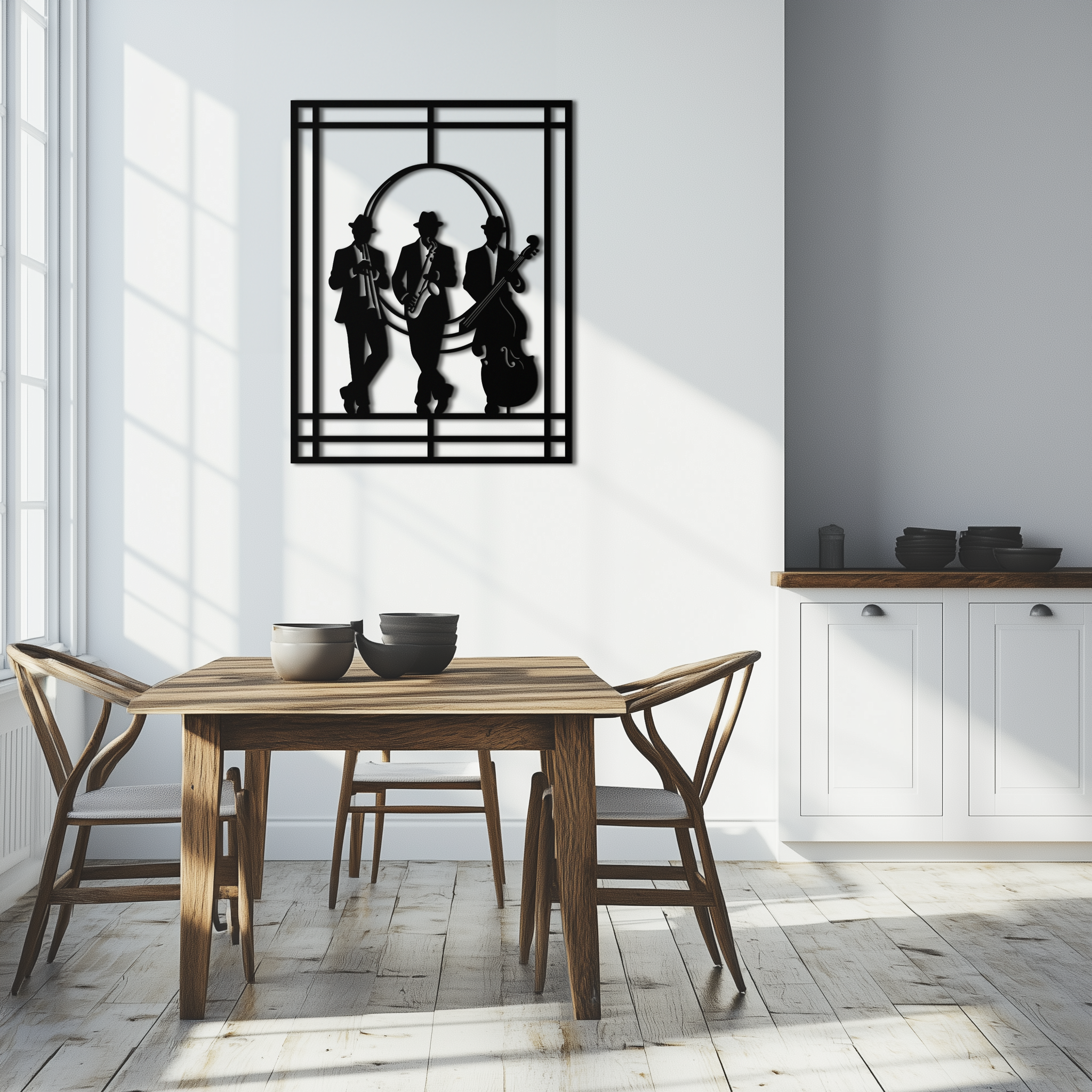 Metal Wall Art Jazz Musicians - Saxophone Trumpet Silhouette