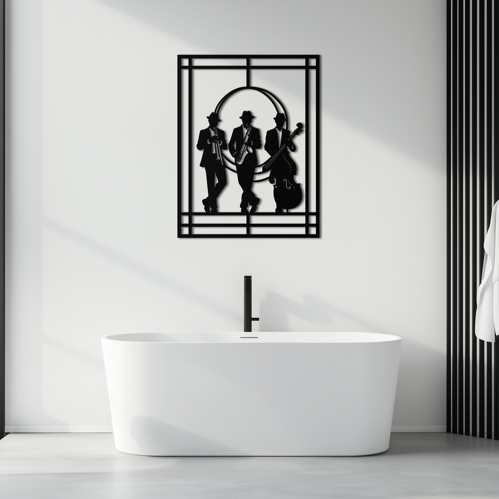 Metal Wall Art Jazz Musicians - Saxophone Trumpet Silhouette