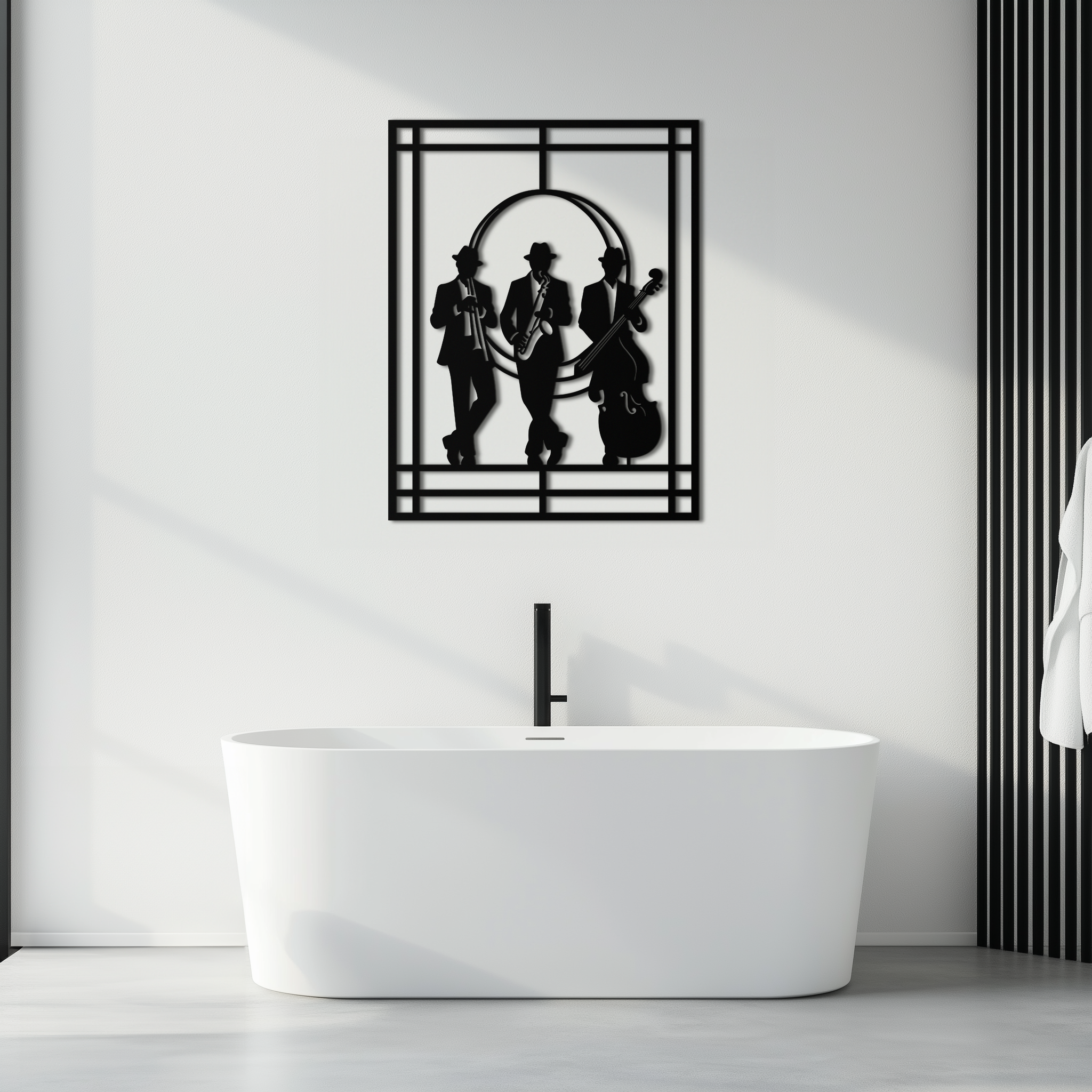 Metal Wall Art Jazz Musicians - Saxophone Trumpet Silhouette