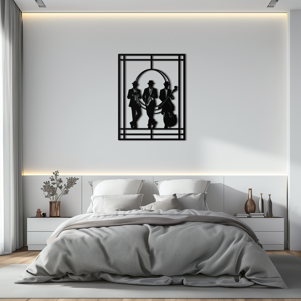 Metal Wall Art Jazz Musicians - Saxophone Trumpet Silhouette