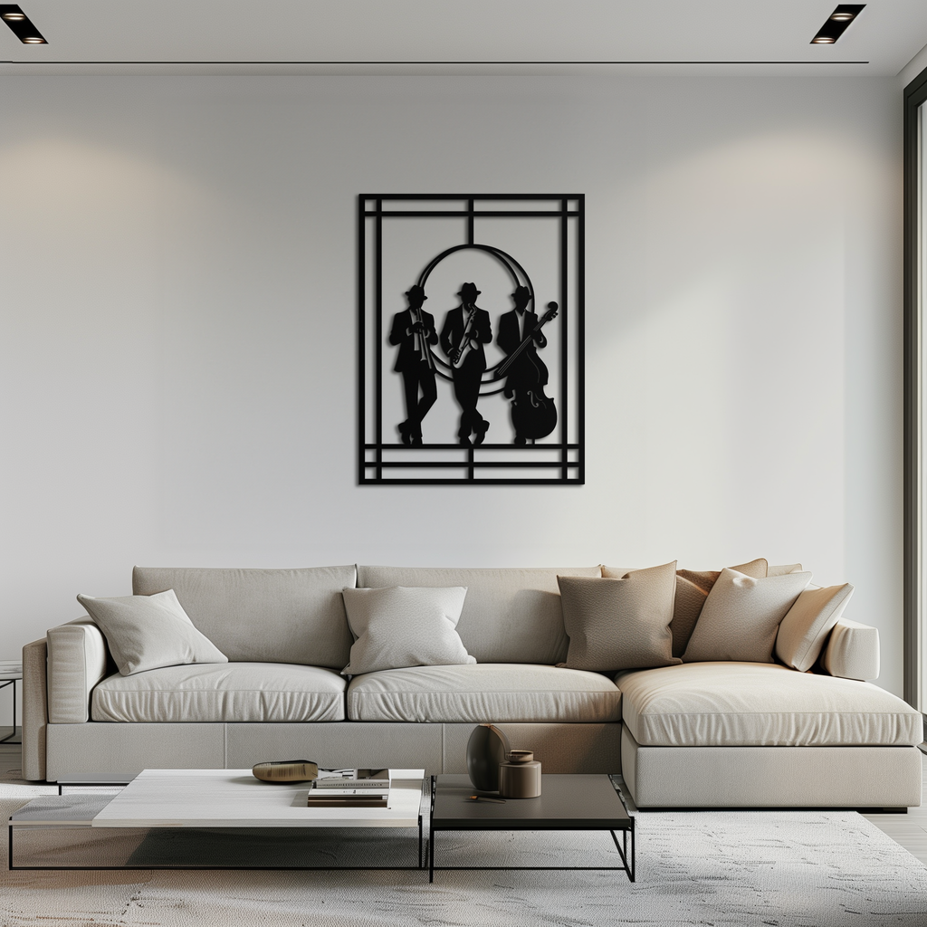 Metal Wall Art Jazz Musicians - Saxophone Trumpet Silhouette