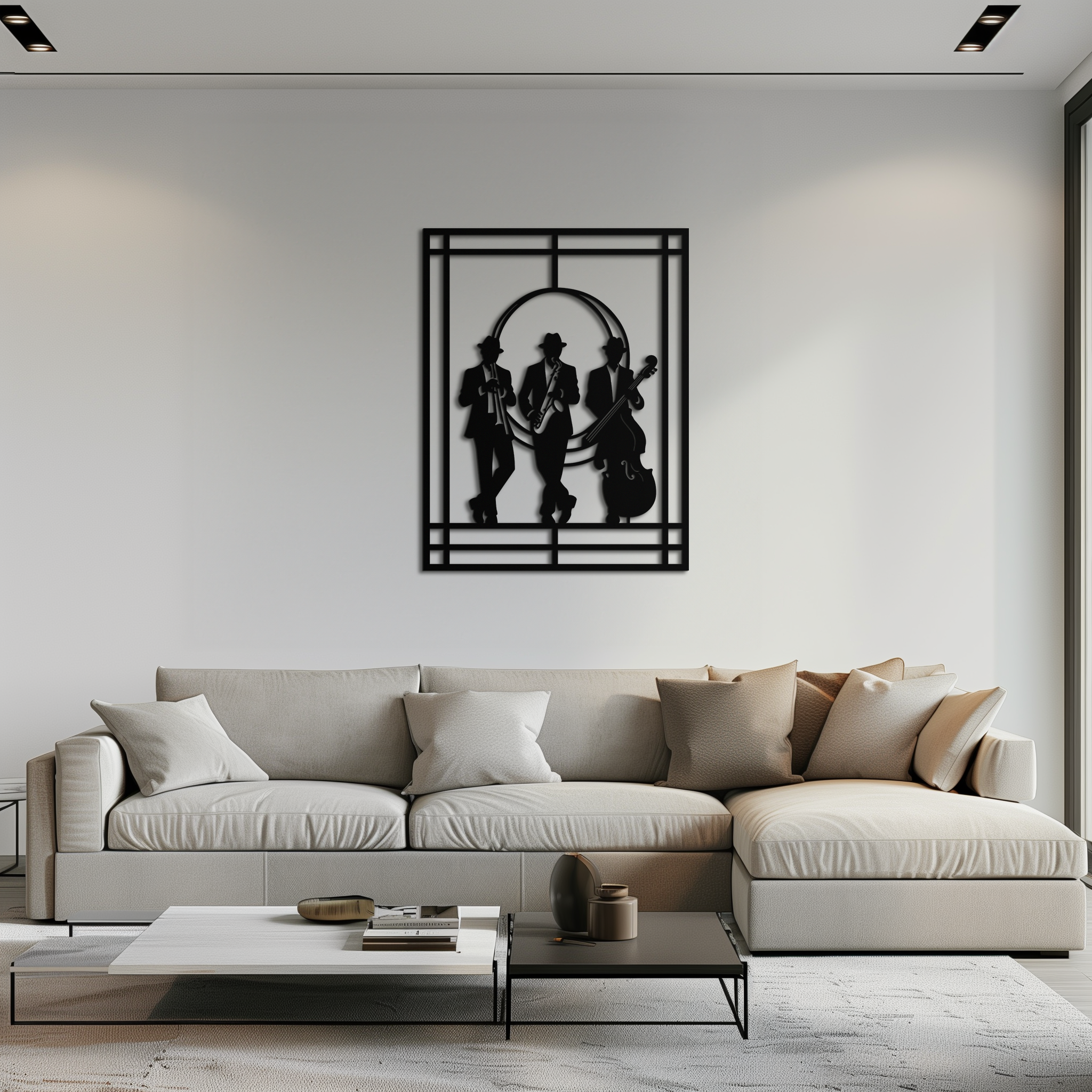 Metal Wall Art Jazz Musicians - Saxophone Trumpet Silhouette