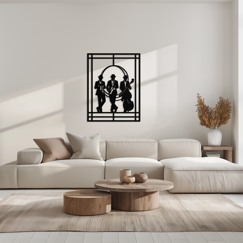 Metal Wall Art Jazz Musicians - Saxophone Trumpet Silhouette