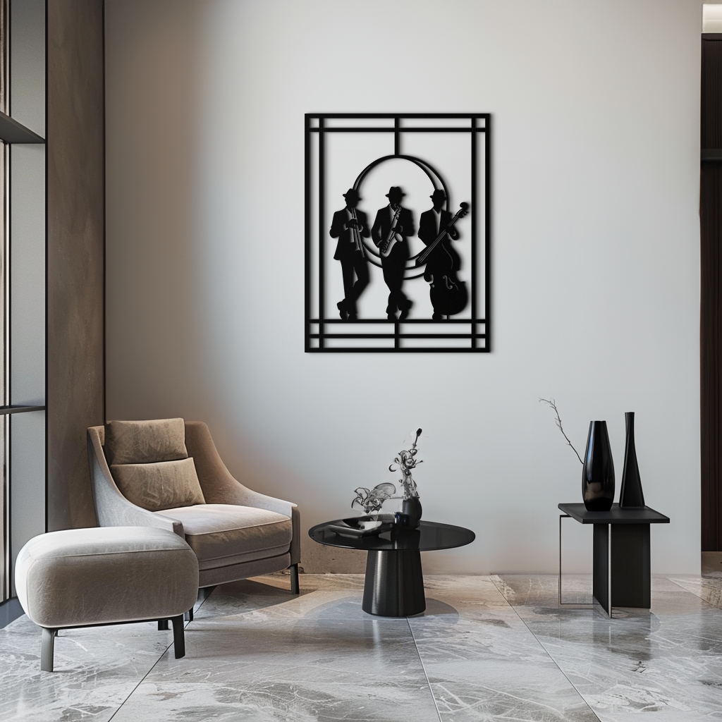 Metal Wall Art Jazz Musicians - Saxophone Trumpet Silhouette