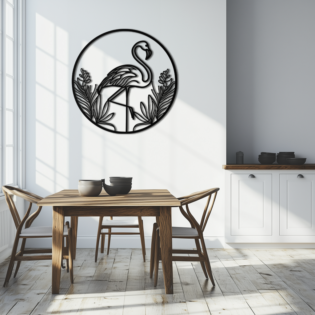 Flamingo Metal Wall Art Steel Silhouette Decorative Tropical Coastal Modern Home