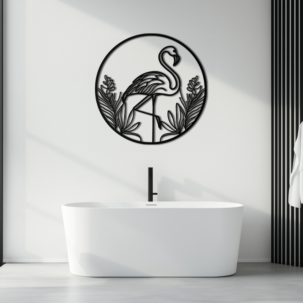 Flamingo Metal Wall Art Steel Silhouette Decorative Tropical Coastal Modern Home
