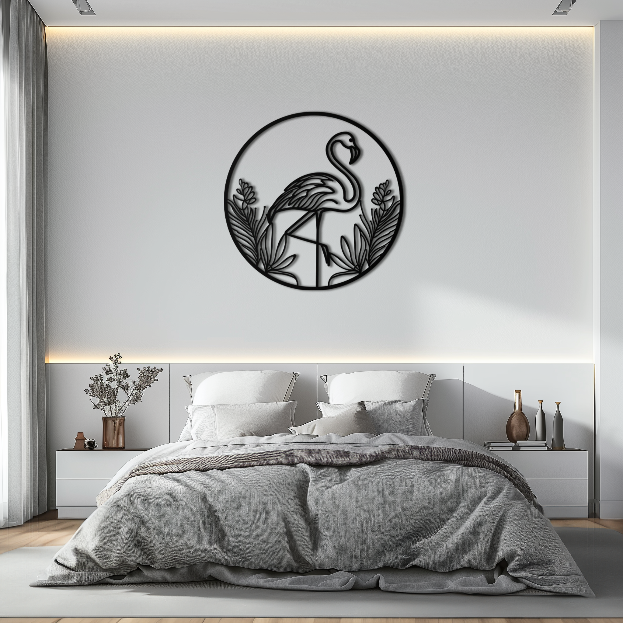 Flamingo Metal Wall Art Steel Silhouette Decorative Tropical Coastal Modern Home