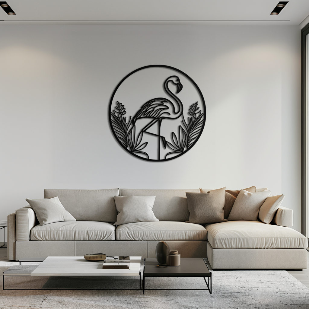 Flamingo Metal Wall Art Steel Silhouette Decorative Tropical Coastal Modern Home