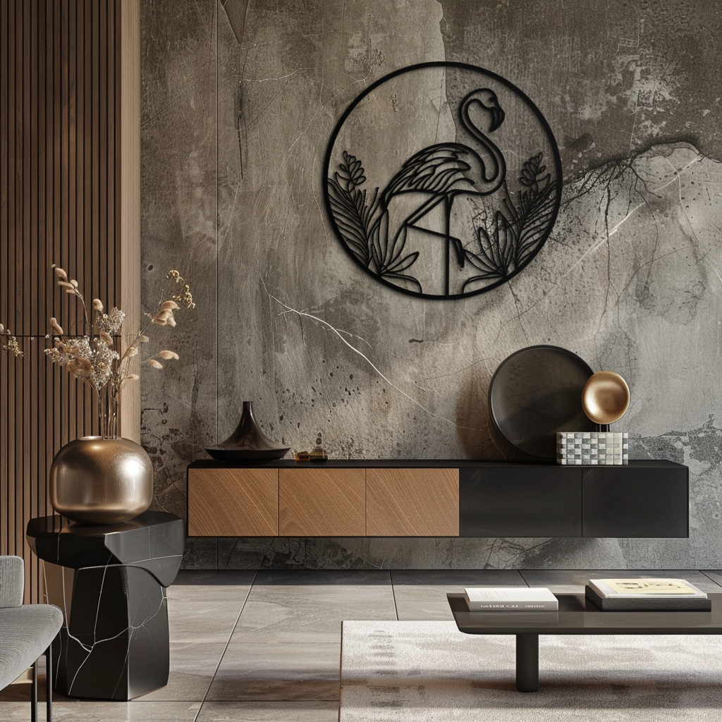 Flamingo Metal Wall Art Steel Silhouette Decorative Tropical Coastal Modern Home