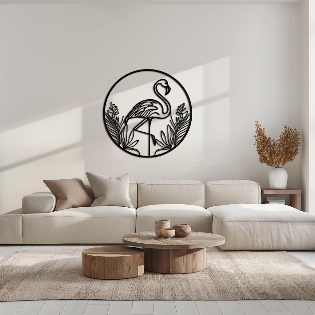 Flamingo Metal Wall Art Steel Silhouette Decorative Tropical Coastal Modern Home