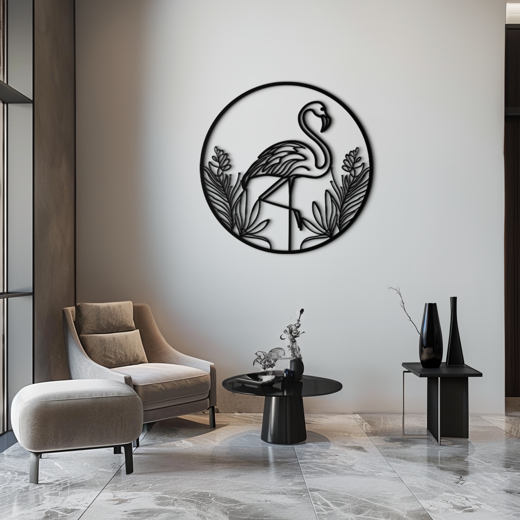 Flamingo Metal Wall Art Steel Silhouette Decorative Tropical Coastal Modern Home