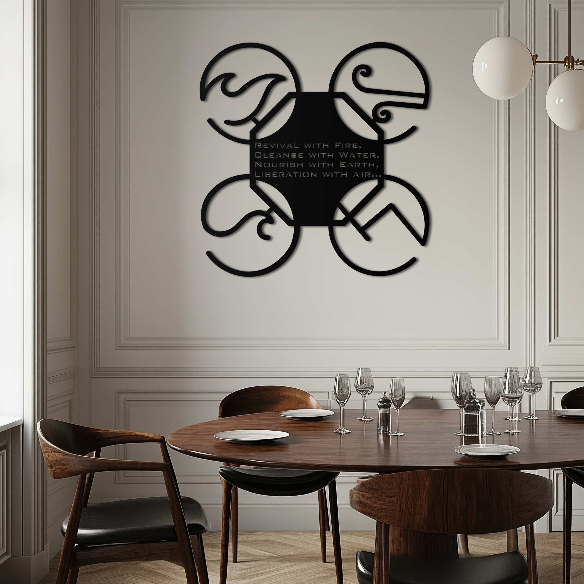Steel Wall Art Four Elements Silhouette - Modern Spiritual Design