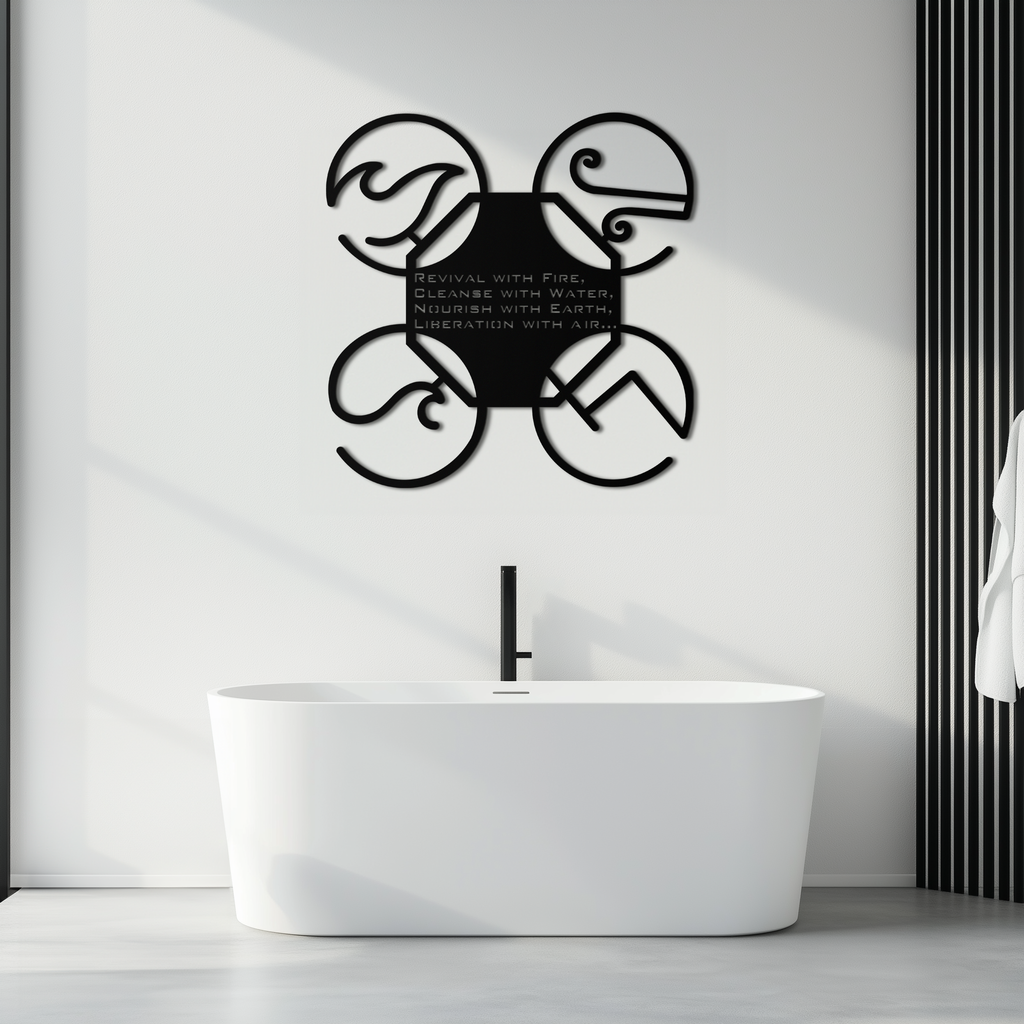Steel Wall Art Four Elements Silhouette - Modern Spiritual Design