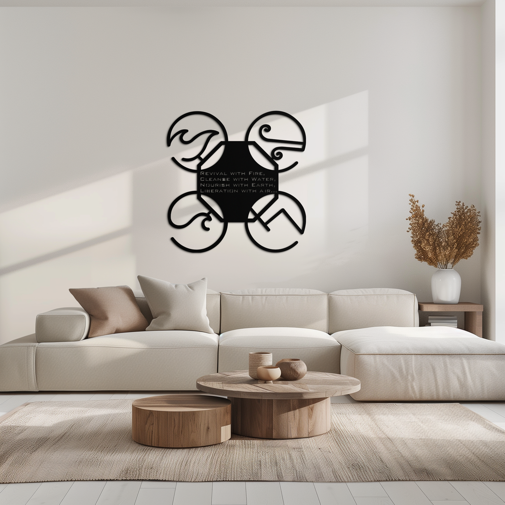 Steel Wall Art Four Elements Silhouette - Modern Spiritual Design