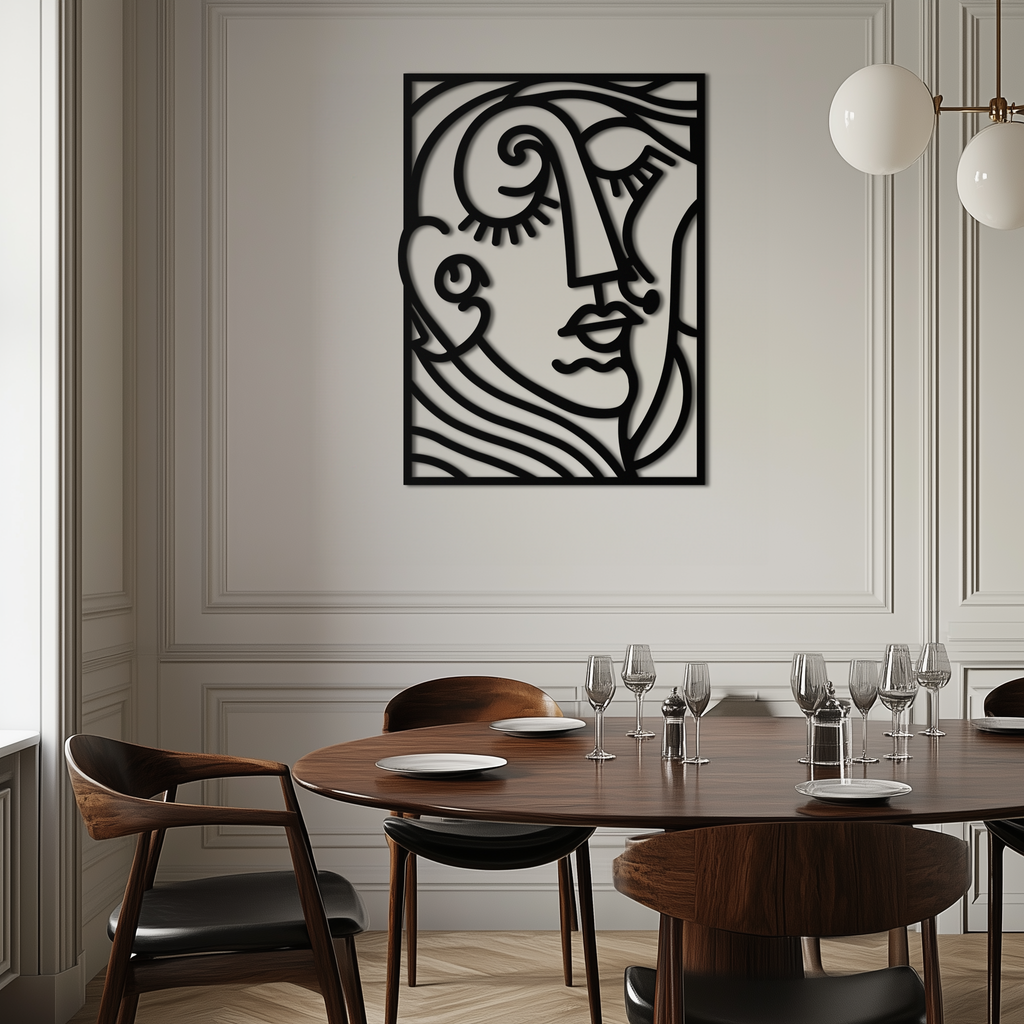 Modern Minimalist Metal Wall Art - Abstract Face Silhouette Line