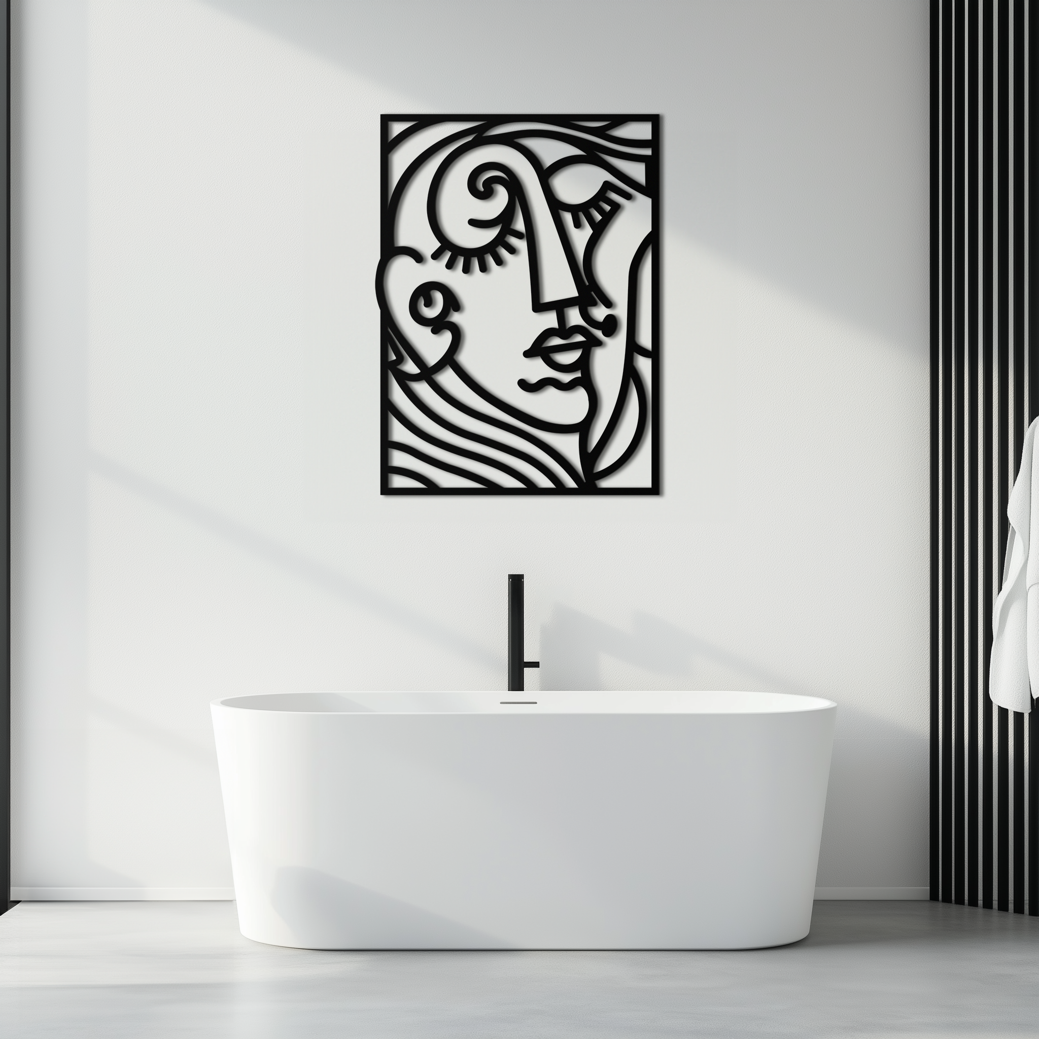 Modern Minimalist Metal Wall Art - Abstract Face Silhouette Line