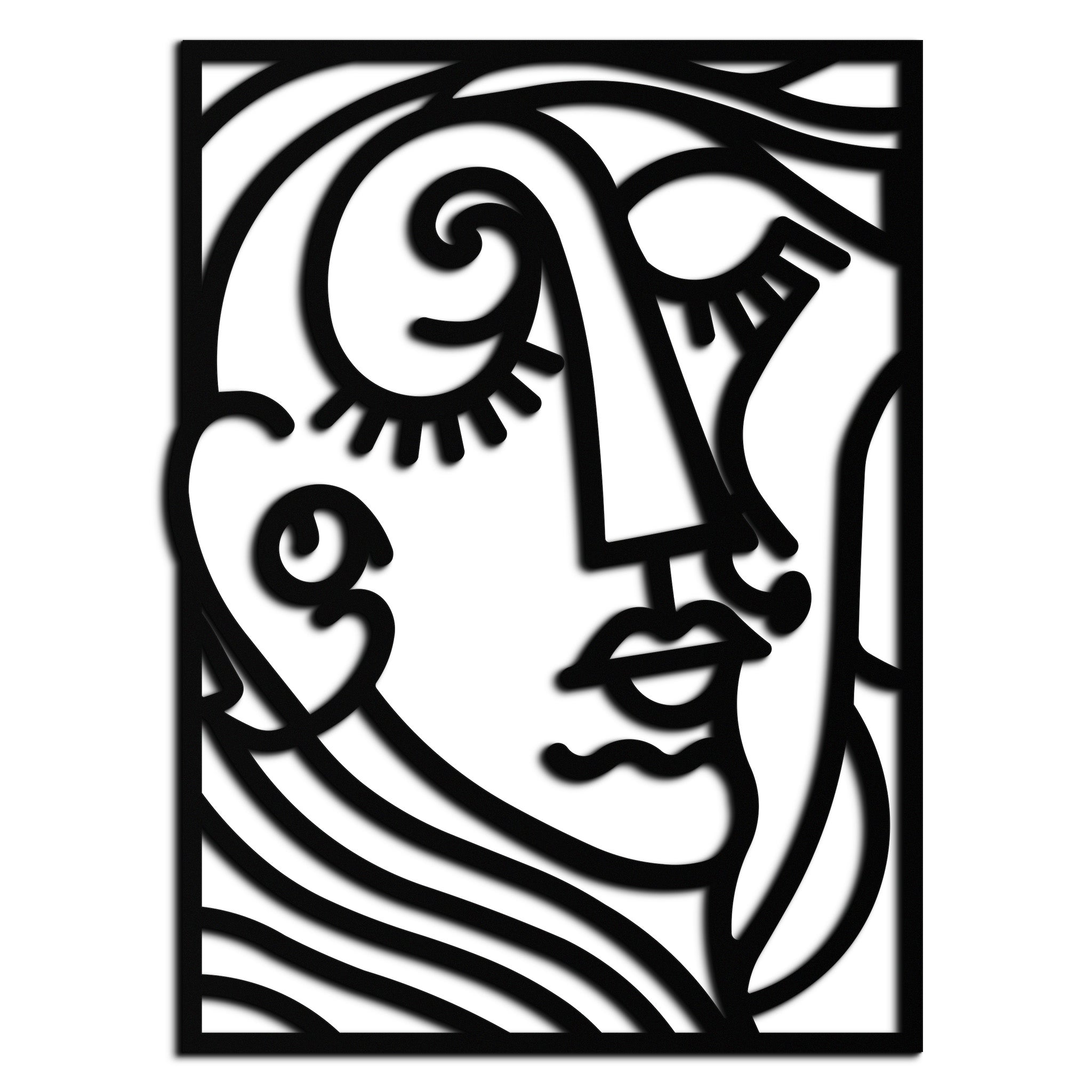 Modern Minimalist Metal Wall Art - Abstract Face Silhouette Line